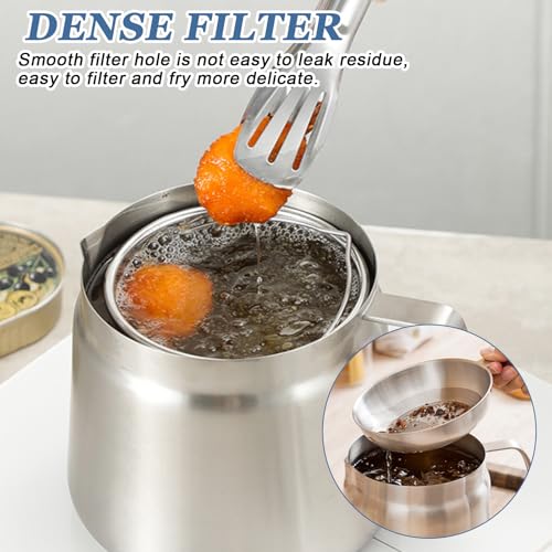 Miniatura 5 de Olla De Acero Inoxidable 2 Litros Para Freír Con Colador, Asa Y Tapa - Para Cocinar, Hornear, Almacenamiento, Compatible Con Cocina De Inducción, Plata