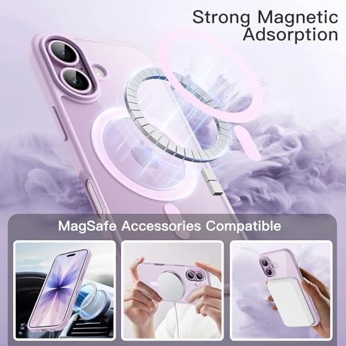 Image of JETech Magnetic Case for iPhone 17 6.3-Inch Compatible with MagSafe, Shockproof Phone Bumper Cover, Solid Color Matte TPU Frame, Anti-Scratch Clear Back (Lavender)