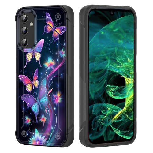 wiaekosef for Galaxy A25 5G Case,Heavy Duty Dual Layer Hard PC & Soft Silicone Rugged Bumper Shockproof Protective Case for Samsung Galaxy A25 5G 6.5'' 2024,Cute Butterfly and Flowers