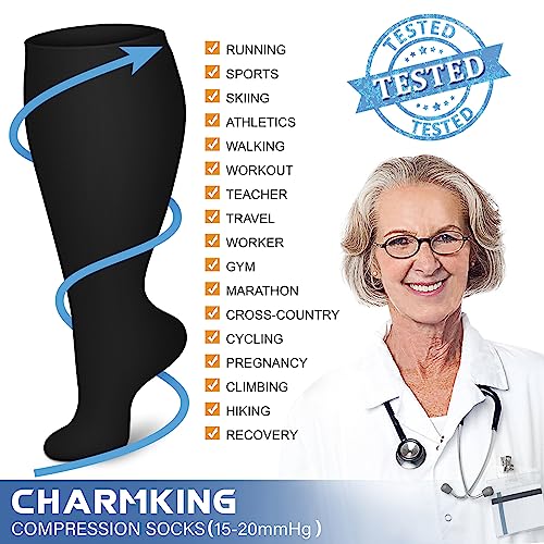 Image of Compression Socks (7 Pairs), 15-20 mmhg is BEST Graduated Athletic & Medical for Men & Women, Running, Flight, Travel, Nurses, Pregnant - Boost Performance, Blood Circulation