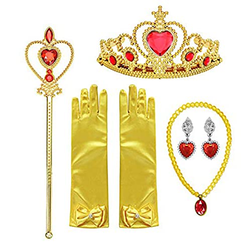Enfants princesse habiller princesse couronne gants collier boucles d'oreilles tout-petit habiller princesse jouets avec magique accessoires faire semblant de jouer vrai maquillage Cover