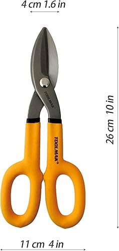 Miniatura 2 de Tijeras de hojalata de 10 pulgadas de patrón recto con agarre cómodo, tijeras de corte de chapa de metal resistentes