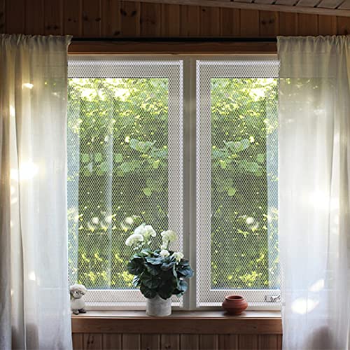 4 Stück Moskitonetze Fenster, 150x130cm Fliegengitter Fenster mit 4 Rollen Selbstklebend, Unsichtbares Fenstergitter， Zuschneidbar Mückenschutz Fenster, für Schützen die Familie vor Insekten (White)