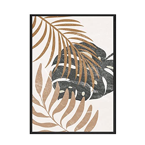 Toile Peinture Motif Feuille Soleil Abstrait Bohème Triptyque