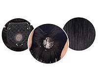 Vista 3 de Peluca de cabello humano con corona atada a mano, peluca con clip con flequillo para cabello fino, 8 pulgadas, marrón oscuro