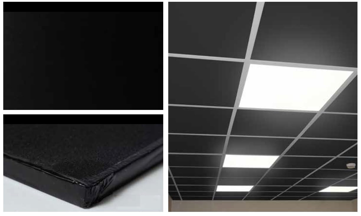 Akifix ITP Pannelli Controsoffitto in Gesso Nero Rivestito in PVC Lavabile Star Gyps Black 60x60x9 mm 2.88 mq 8 Pezzi Spessore 9 mm Bordo Lay-on SG09005.00.H