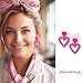 2 Pairs Hot Pink Heart Earrings For Women Red Earring Acrylic Candy-colored Lightweight Double Love Heart Drop Earrings