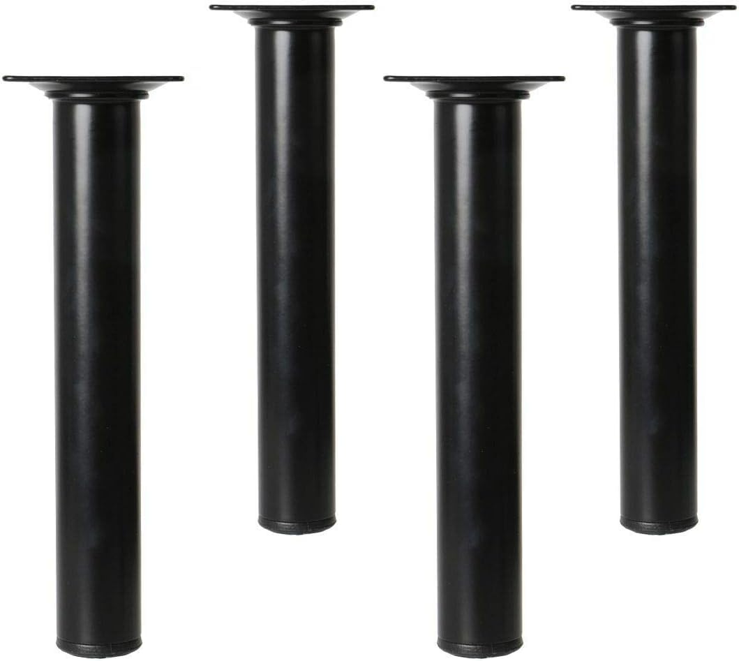 Amig Rundes Möbelbein aus Stahl, vielseitiges und Robustes Design, rutschfeste Kappe, einfache Befestigung, Schwarz, 30 x 200 mm, Metall