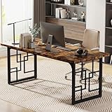 Lailang 160cm Escritorio de Madera, Marrón rústico