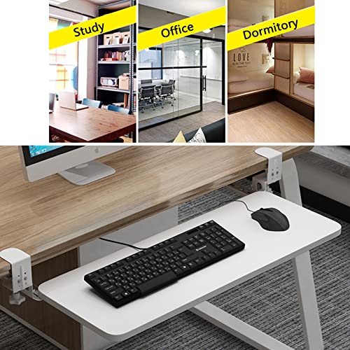 Piattaforma mouse estensibile da scrivania - Vassoio ergonomico per tastiera sotto la scrivania, ripiano scorrevole per tastiera con morsetto/bracciolo per computer/staffa di supporto per poggiapols