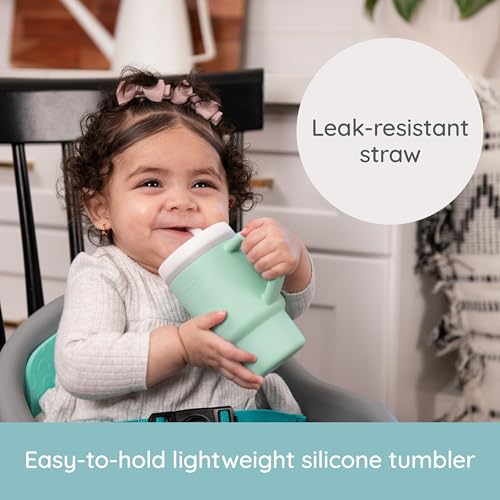Image of Infantino My 1st Tumbler 266 ml Silicone Straw Cup - Cool Mint, Leak-Resistant, Lightweight Premium Silicone, Fits Stroller & Car Seat Cup Holders