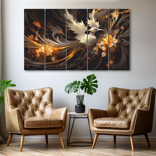Image of The Castle Decor Beautiful Bird Painting With Frame 5 Big Size (36x60) Multiple Frames Wall Art for Living Room,bedroom,drawing Room,hotels-wooden Framed-digital Painting