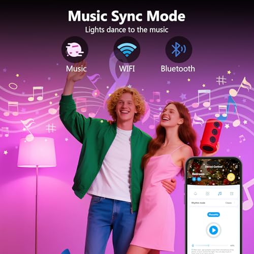 DAYBETTER Smart Light Bulbs, RGBCW Color Changing Smart Bulb Compatible with Alexa & Google Home,Preset Scene, Music Sync, A19 E26 2.4G WiFi Bluetooth Dimmable LED Bulbs, 60W Equivalent, 800LM, 6 Pack - Image 4