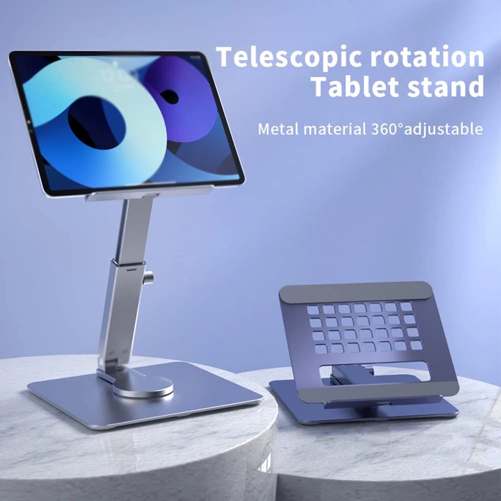 Tablet Supporto da scrivania Riser 360 Rotazione Multi-Angolo Regolabile in Altezza Tablet Portatile Pieghevole(Blue,White)