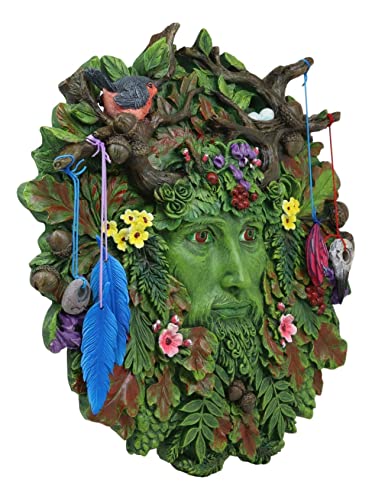 Ebros Brigid Ashwood Colorful Nature Spirit God Celtic Greenman Hanging Wall Decor Plaque 12" High Wiccan Tree Of Life Forest Tree Ent Decorative Sculpture Mythical Fantasy Cernunnos Horned God #TOP3