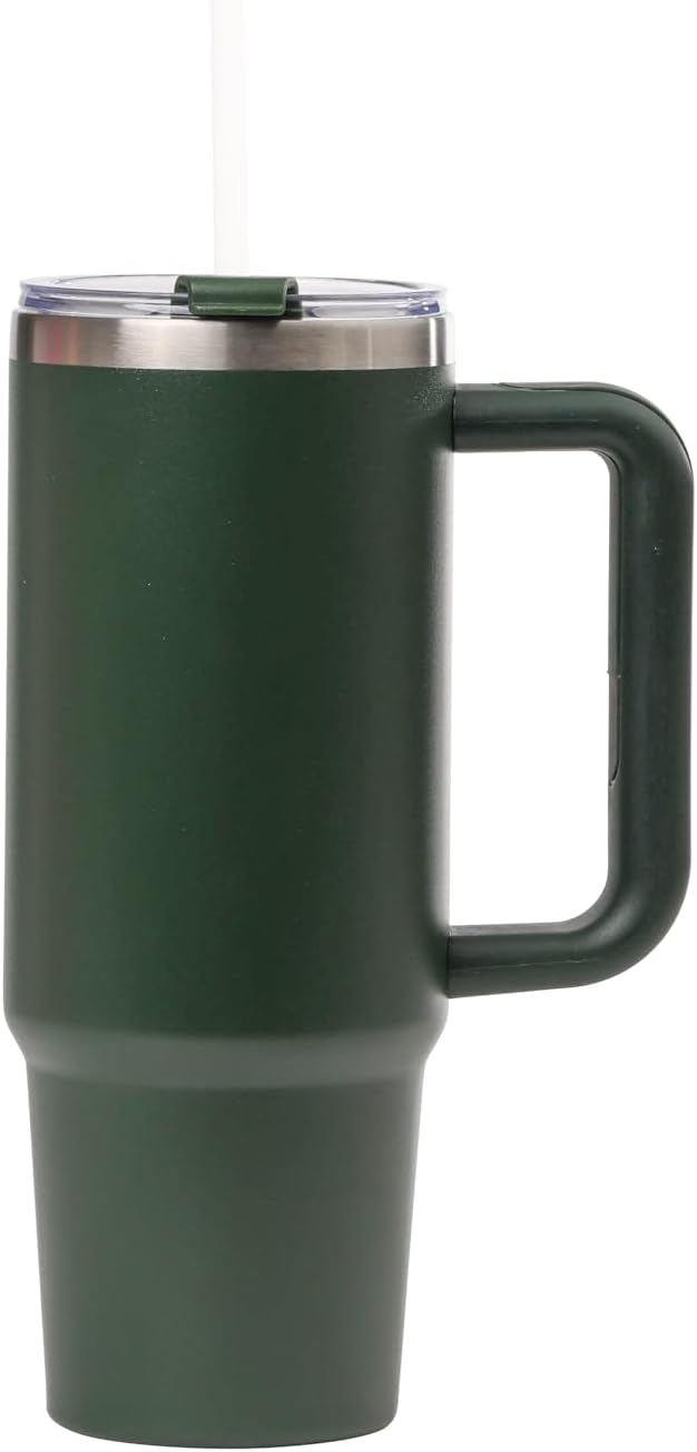 Sip + Sea Cayman 30oz Stainless Steel Tumbler with Handle, Lid & Straw – Double Wall Vacuum Insulated Travel Mug 30 Ounces Seaweed