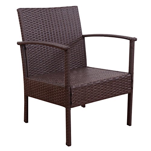 Image of Carry Bird 4 Piece PE Wicker Rattan Outdoor Furniture | 4 Seater Balcony Sofa With Tea Table | Set of 2+1+1 Outdoor Patio Chairs with Coffee Table | Sofa Sets & Center Table for Home & Garden | 3 Piece Patio Stools with Table | Indoor Patio Furniture Set Space Saving | Rattan Chair | Patio Set | Wicker Conversation Set | Poolside Lawn Arm Chairs Set For Balcony & Terrace | Balcony Table chair Set | Hotel Patio Seating Chair & Table Set with Glass | Brown Cushion and Brown Sofa
