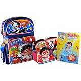 Accessory Innovations Ryans World 3-D Print School Backpack 16'' with Matching Lunch Bag & 80-Page Jumbo Coloring & Activity Book | Ryans World Backpack | Ryans World Panda, Blue