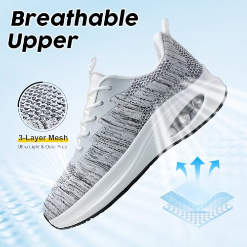 Image of ZYEN Wide Toe Box Shoes Women Air Cushion Road Running Shoes Extra Wide Width Sneakers Arch Support Gym Athletic Tennis Sneakers Lightweight Breathable Walking Shoes
