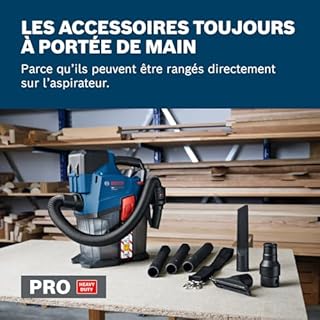 Bosch PRO 18V System Aspirateur sans-fil GAS18V-6LS (avec flexible, tuyau coudé, suceur droit, suceur pour sols, adaptateur PT, tubes, sac non-tissé)