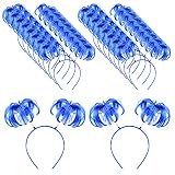 PLULON 26 Pieces Blue Feathers Ponytails Headbands Tinsel Wrapped Ponytails Headwear Mardi Gras Head