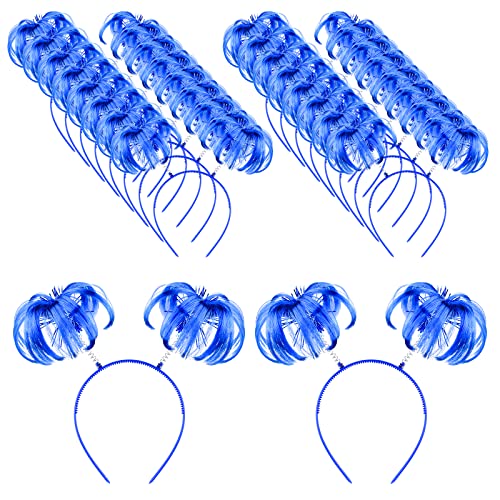 Plulon 26 Pieces Blue Feathers Ponytails Headbands Tinsel Wrapped Ponytails Headwear Mardi Gras Head Boppers Costume Party Accessory For Women #TOP17