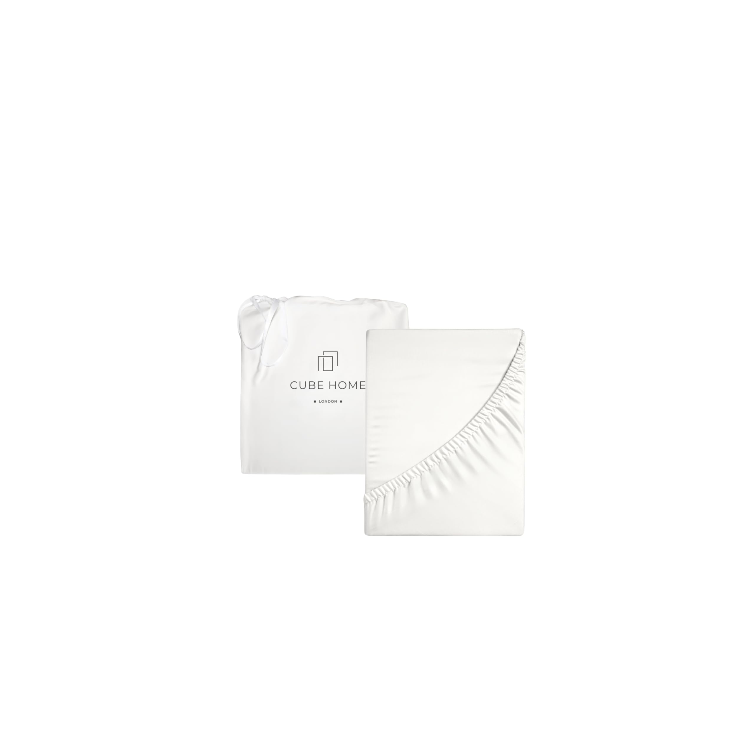 Cube Home - Lenzuolo con Angoli di Lusso, Tasca Profonda - in Bambù Naturale 100%, Morbido, Traspirante, Antibatterico, Anti-Allergico, Emperor - Bianco