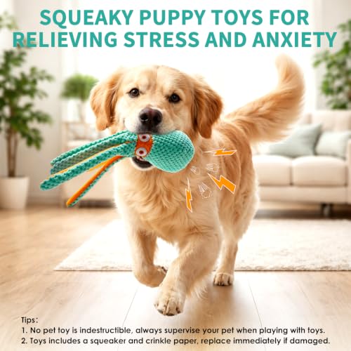 Image of Fuufome Squeaky Octopus Plush Dog Toy for Small Medium Dogs
