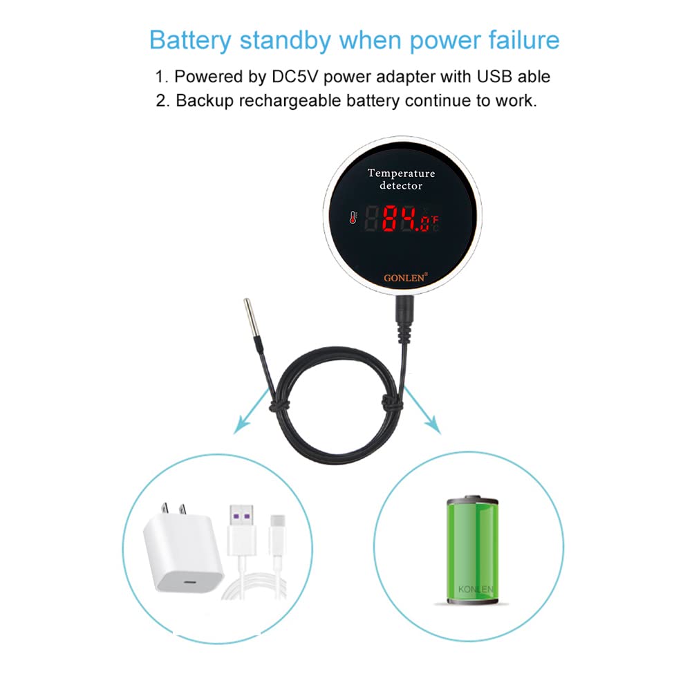 Tuya Smart Home WiFi Temperature Sensor 9.8ft Wire Digital Smartlife Thermometer Room Water Pool Thermostat Alarm Remote Monitoring