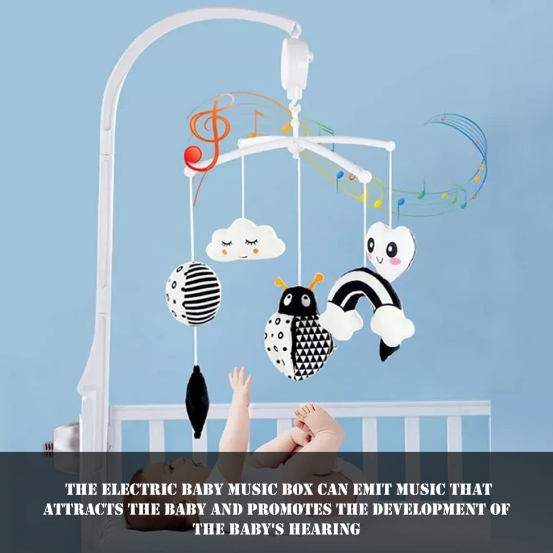 Boîte à musique mobile bébé lit berceau suspendu musical cloche rotatif