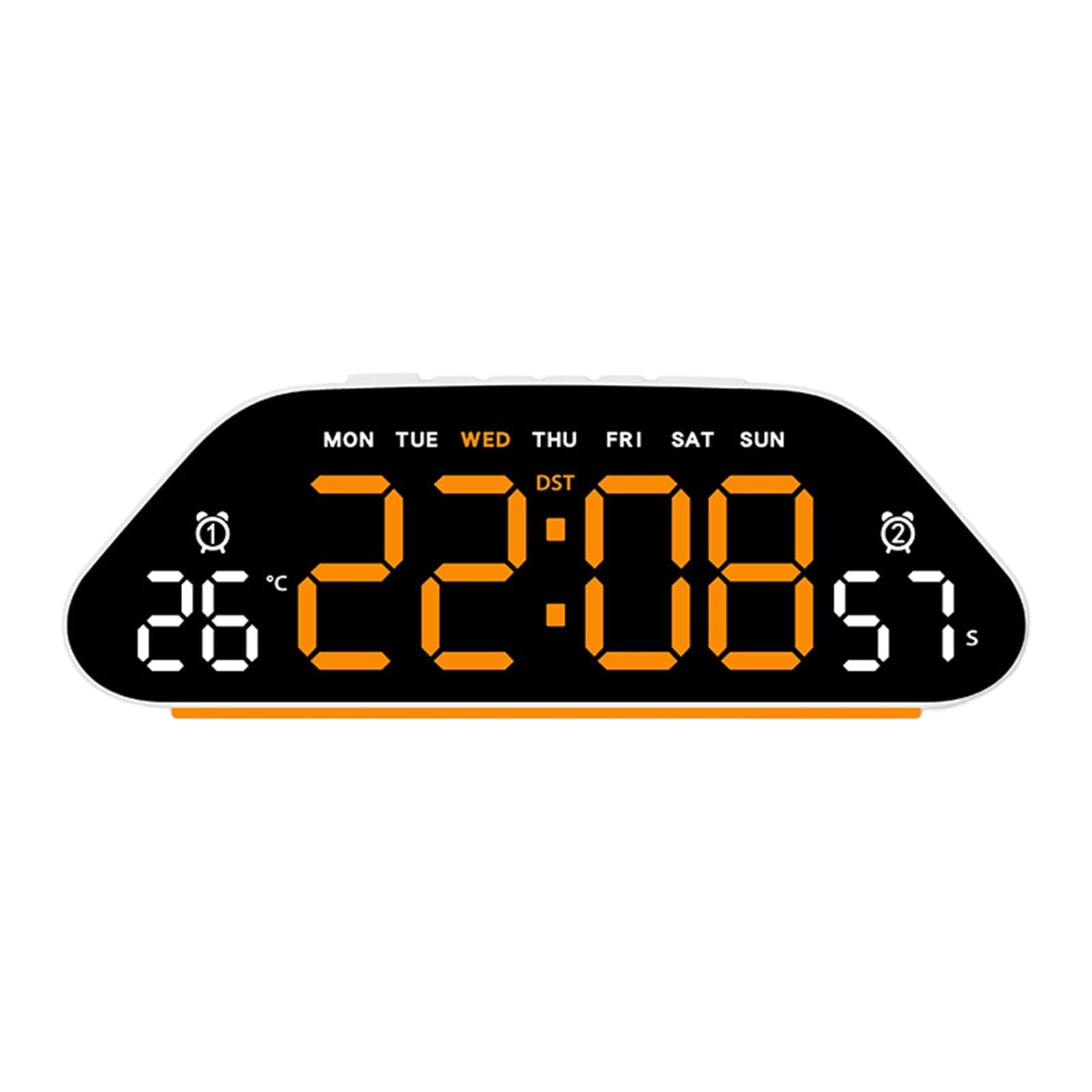 Xjdzineq LED Digital Alarm Clock Electric Desk Clock with Snooze Date Loud Day of Week Temperature for Living Room Bedroom Clocks for Bedroom