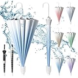 [イーブニュ] ジャンプ傘 日傘 レディース 軽量 カバー付き傘 大きい 晴雨兼用 スライドカバー付き傘 16本骨 グラデーション傘 UVカット ワンタッチ 耐風傘 日焼け止め 梅雨対策 台風対応 紫外線対策 通勤 通学 車載用 男女兼用 (スカイブルー)