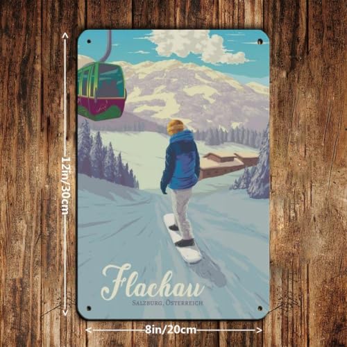 Affiche vintage Flachau déco métal durable contre les murs ternes - 3