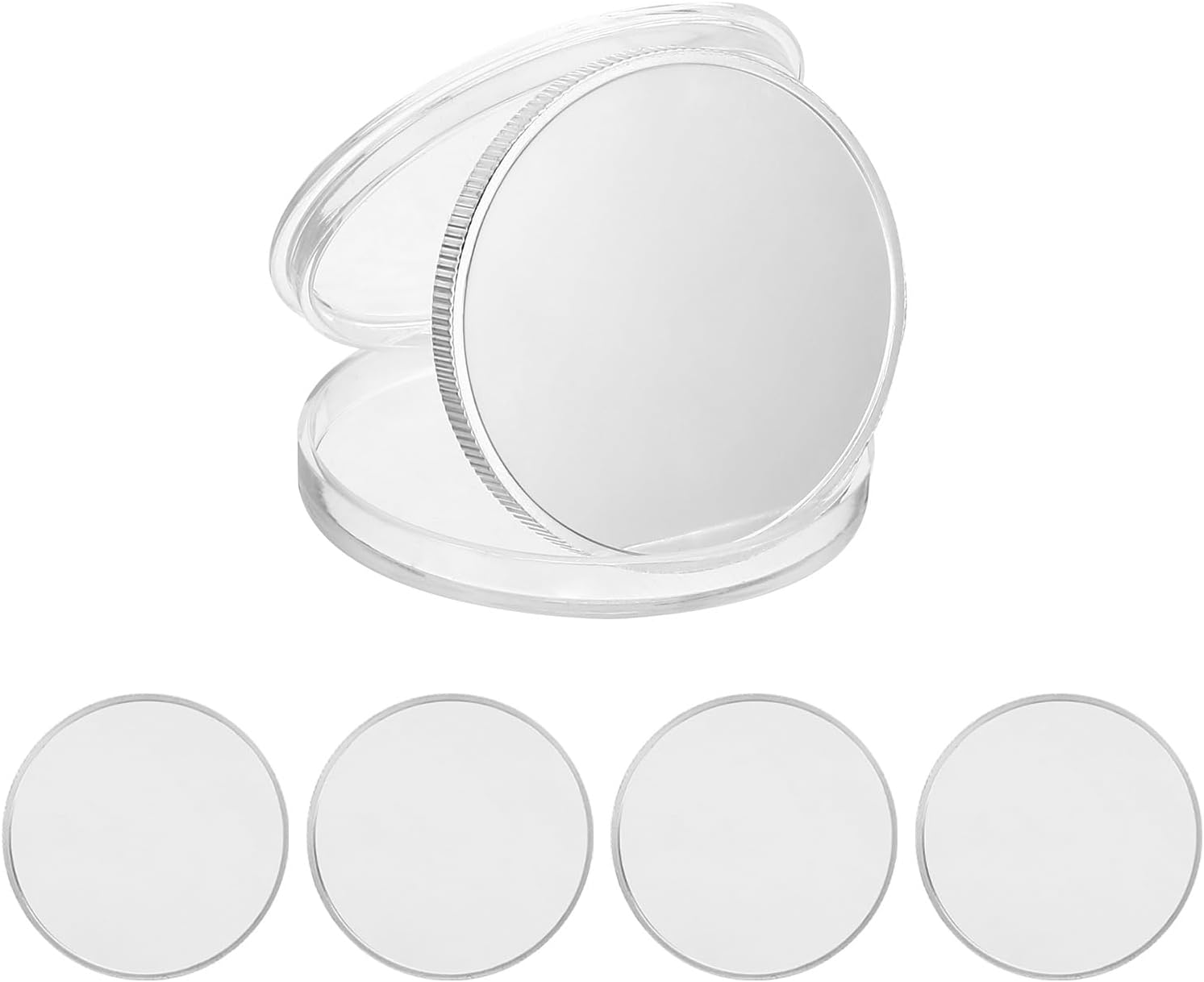 PATIKIL Challenge Coins Blanks, 5Pcs 40mm/1.57inch Zinc Alloy Threaded Edged Blank Coins with Protective Box for Laser Engraving Supplies, Commemorative Collection DIY Crafts, Silver