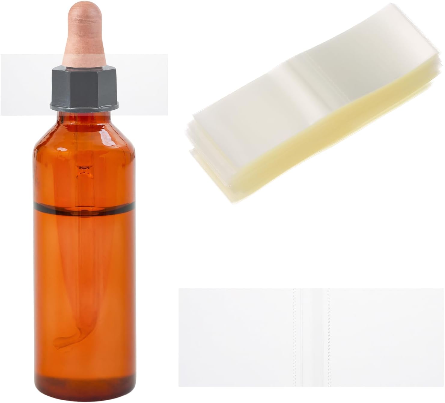 PATIKIL Shrink Wrap Bands (3.9x1.2 Inch / 98x30mm)(300 Pcs) PVC Clear Heat Shrink Bottle Seals Perforated Shrink Bands for Bottle/Jars/Essential Oil Bottle Dropper/Lip Gloss Tubes