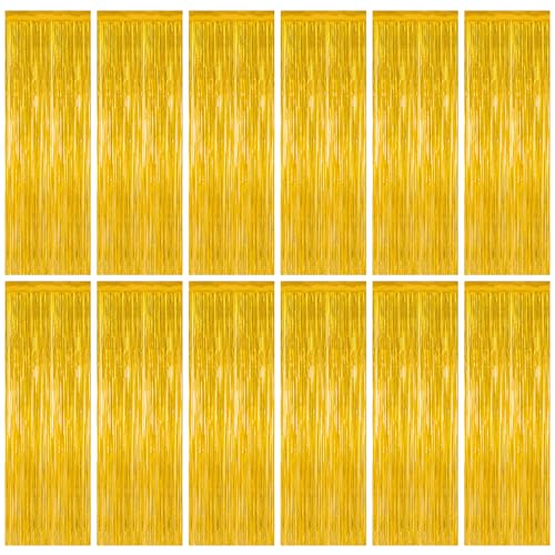 Image of 12 Pack 2026 Graduation Decorations, 3.28 FT x 7.05 FT Gold Backdrop Curtains, Metallic Class of 2026 Backdrop Fringe Curtains Foil Streamer, Gold Grad Decorations 2026 Party Supplies