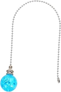 DECORNIJIA 2 Piezas Extensor Cadena Tirón Cristal Azul Decorativo para Ventilador y Lámpara de Techo Accesorio Colgante Elegante y Resistente para Control Fácil de Luz