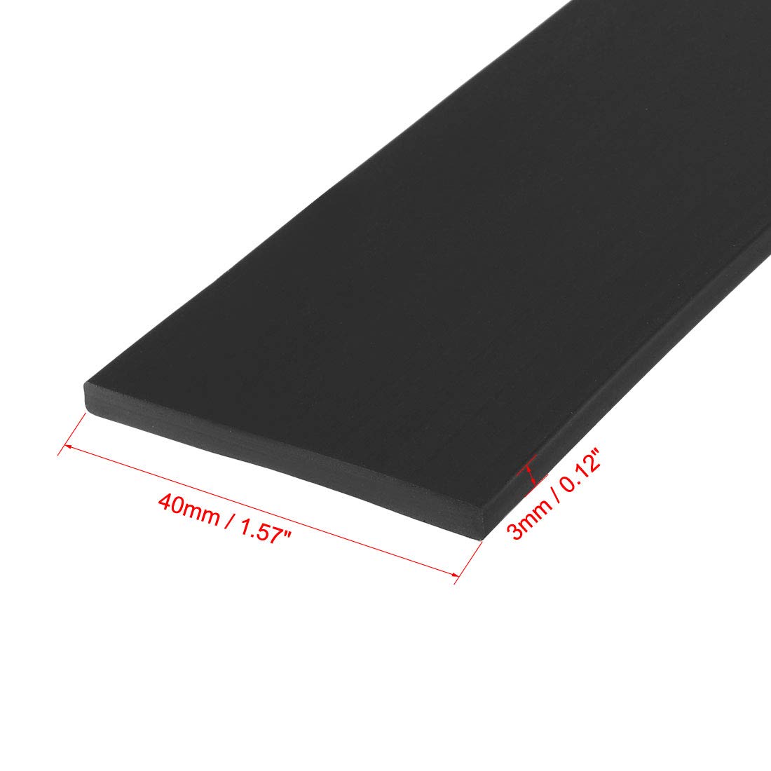 sourcing map Sólido Rectángulo Goma Sello Tira 40mm Wide 3mm Grosor, 5 Metros Largo Negro