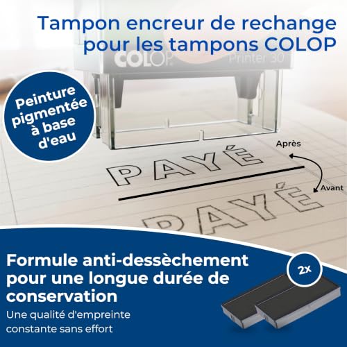 COLOP Pack de 2 Tampons encreur de recharge E/30 Noir – vue 2