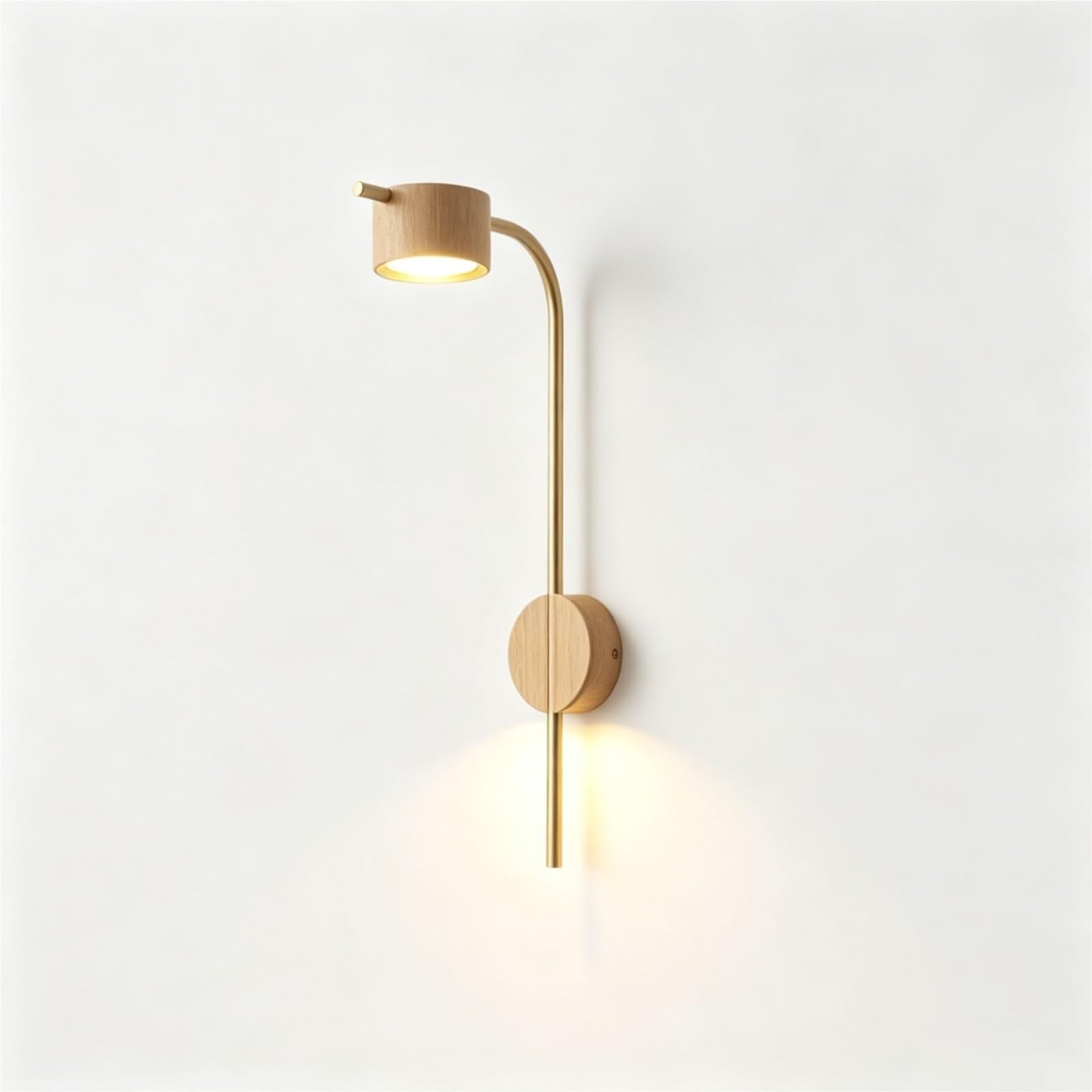 LUOYAOB Modern Wood Wall Sconce Brass Reading Light Minimalist Fixture