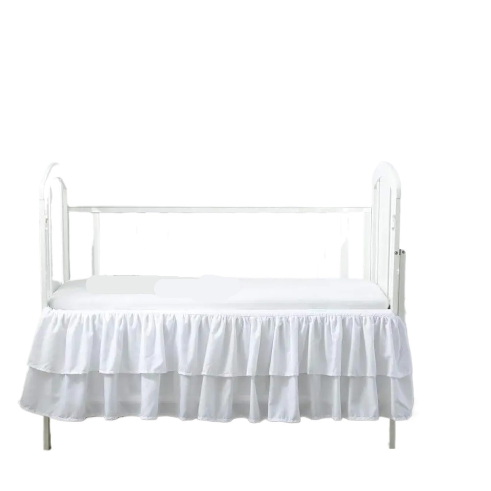 Ekalgretra White Crib Bed Skirt Two Layers Standard Ruffled Crib Bed Skirt Nursery Toddler Dust Bedspread -14 Inch High(,60X120x36cm)