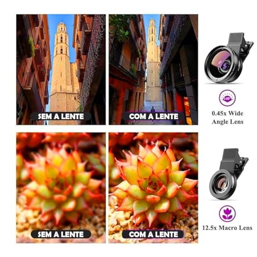 Lente De Câmera Para Celular Compatível Com Qualquer Smartphone Kit De Lente 0.45X Super Grande Angu