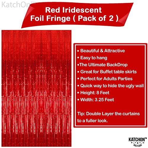 Katchon, Xtralarge 6.4X8 Feet Red Streamers - Pack Of 2, Red Backdrop | Red Fringe Backdrop, Carnival Decorations | Red Carpet Party Decorations | Red Party Decorations, Casino Theme Party Decorations #TOP4