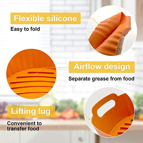 Silicone Air Fryer Liners, Veluebay 4Pcs Air Fryer Silicone Liners，8 Inch Air Fryer Silicone Pot, Air Fryer Accessories, Reusable Silicone Air Fryer Liners, Silicone Baking Pan(For 3 To 5Qt) #TOP1