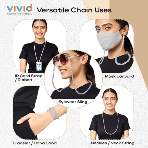 Image of Unisex Specs Holder Hook & Loop Anit Slip Eyewear Lanyard Beads Strap Chain