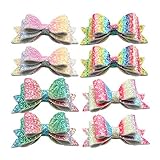 XIMA Glitter Hair Bows Clips Princess Hairgrips for Kids Hair Pin Hair Accessories (8pcs Glitter Bow Clip)