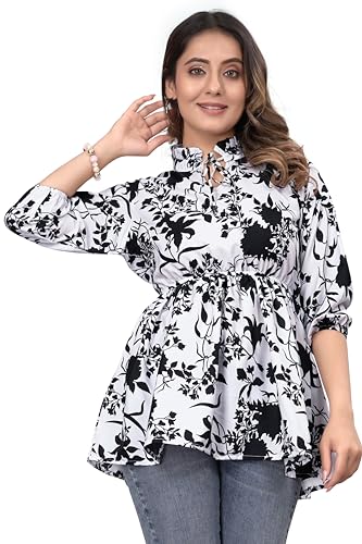 Image of Women Crepe Trendy Ruffel Tunic Tops