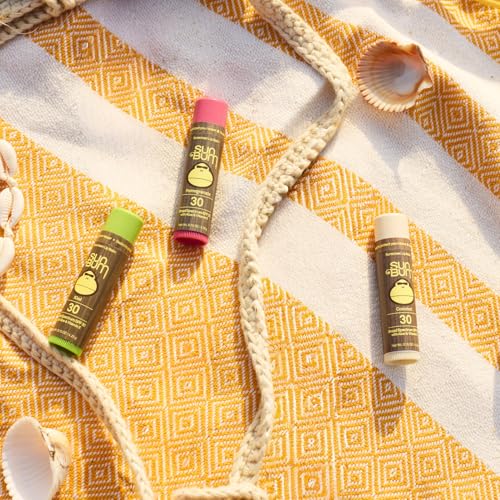 Image of NEW Sun Bum SPF 30 Sunscreen Tropical Lip Balm 3 Pack - Pomegranate, Kiwi, Coconut - Moisturizing Aloe Vera and Vitamin E - Vegan - UVA /UVB Lip Protection - 0.15 oz, 3 count