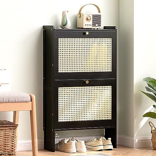 Shoe Storage Cabinet Cabinets Hallway Slim Cupboard Cupboards Hallways Slimline，Freestanding Shoe Cabinet - Space-Saving Storage Rack with Flip-Down Doors for Entryway, Stylish & Functional
