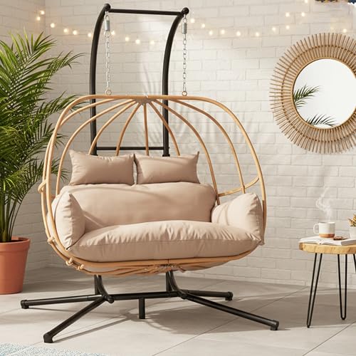 DAYAOUTDOOR Oversized Egg Chair Outdoor, Double Egg Chairs with Stand,